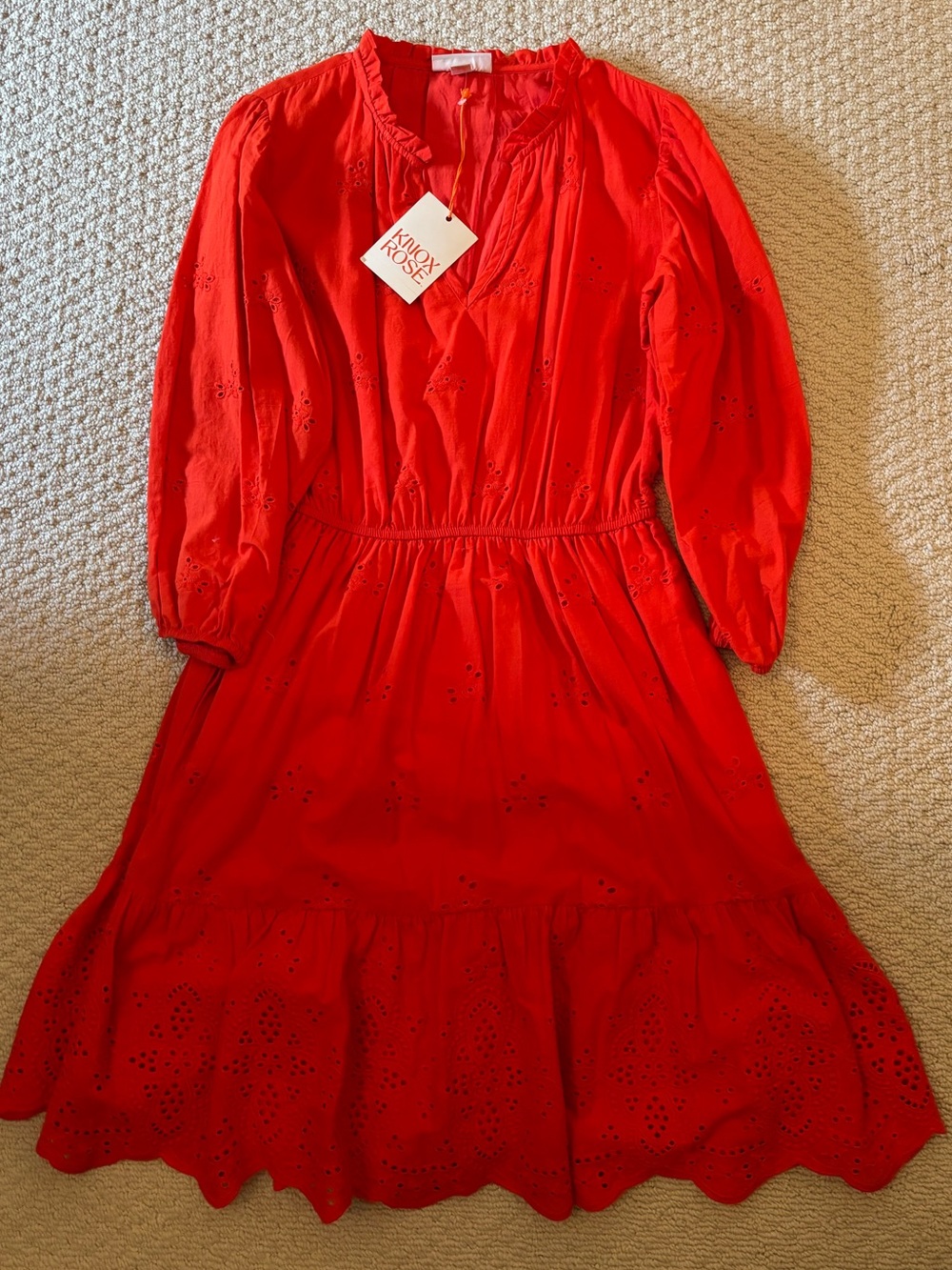 Target Red Eyelet Long-Sleeve Dress
